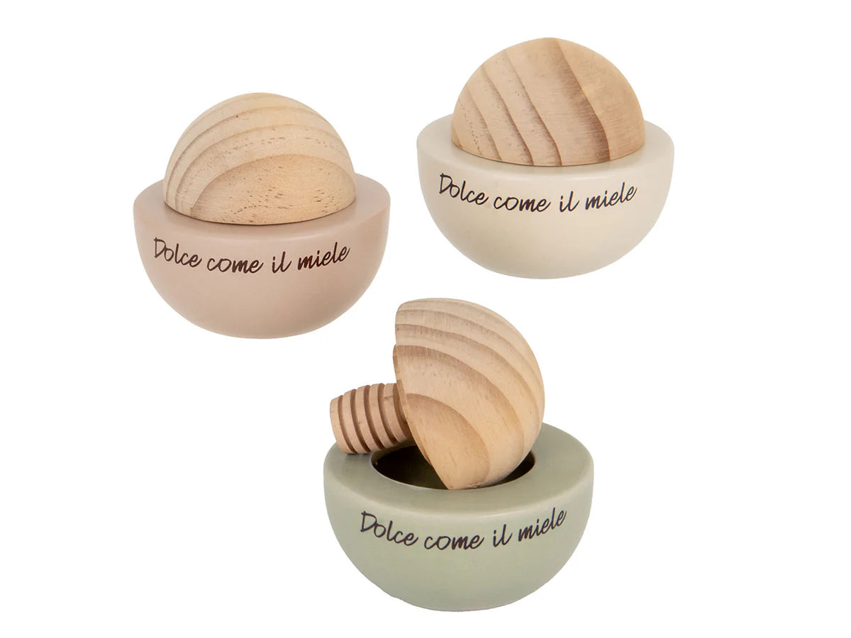Porta miele in ceramica con tappo in legno