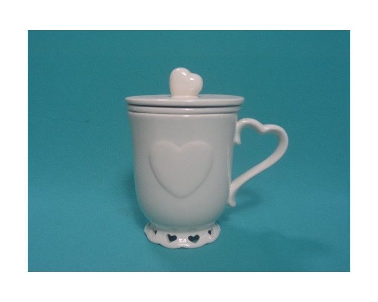 Tisaniera bianca con cuore