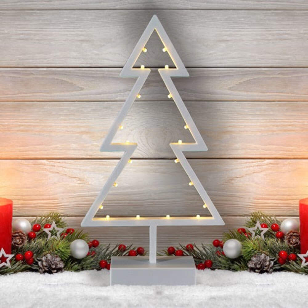 Alberello bianco con 20 luci led h.390mm | Carta I Bassanesi