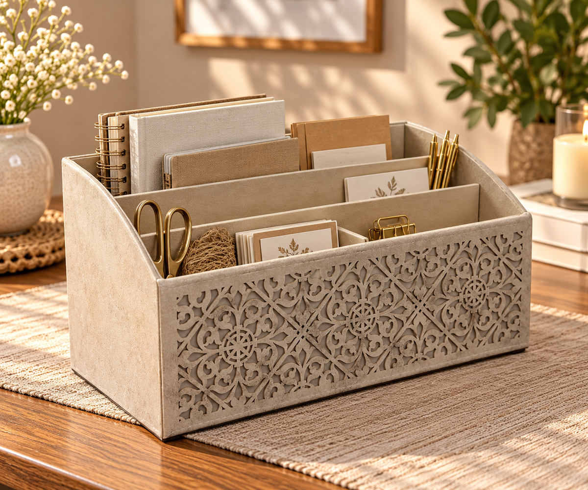 Porta lettere bianco e beige 31x16cm| Plathea
