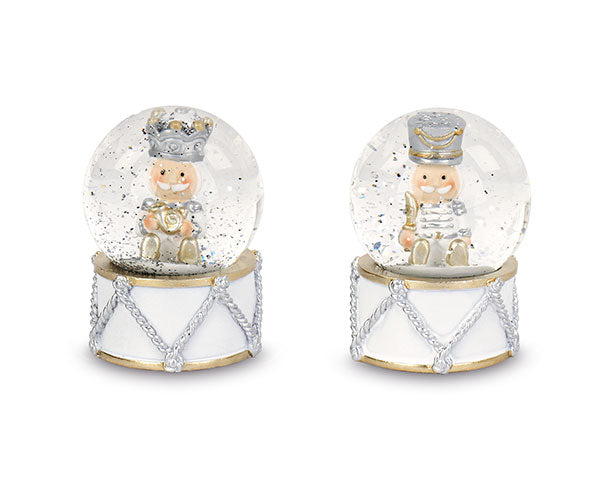 Sfera di neve argento bianca e oro