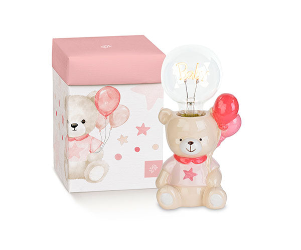 Lampada orsetto con palloncini rosa