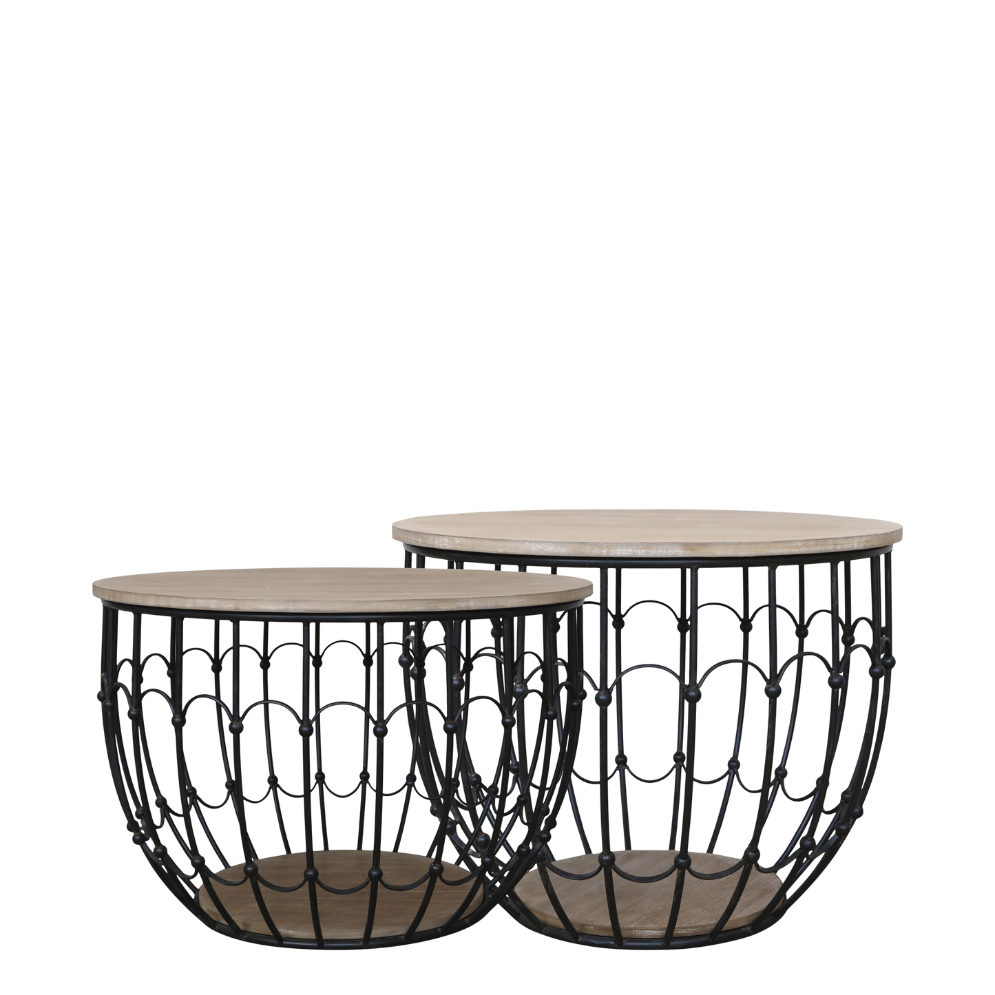 Tavolino legno con struttura nera