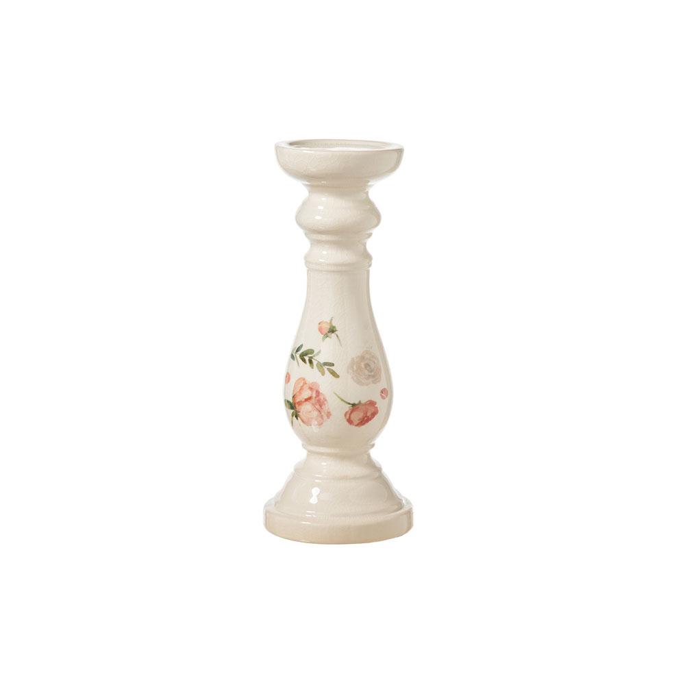 Decoro d'arredo bianco con fiori in ceramica| L'Arte di Nacchi