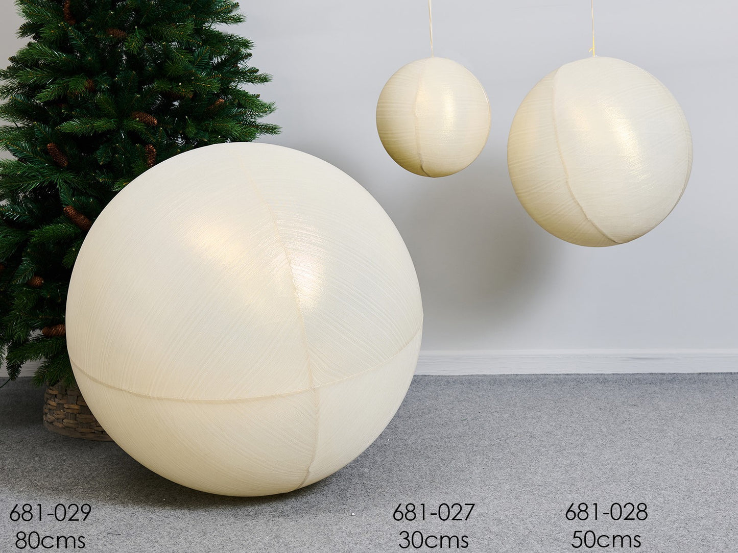 Sfera perlata natalizia in gomma 80-50-30cm| Belda
