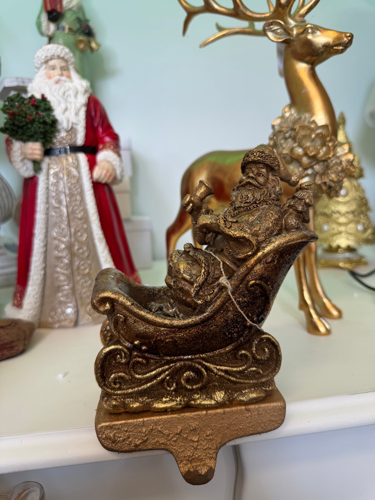 Babbo natale porta calze in bronzo