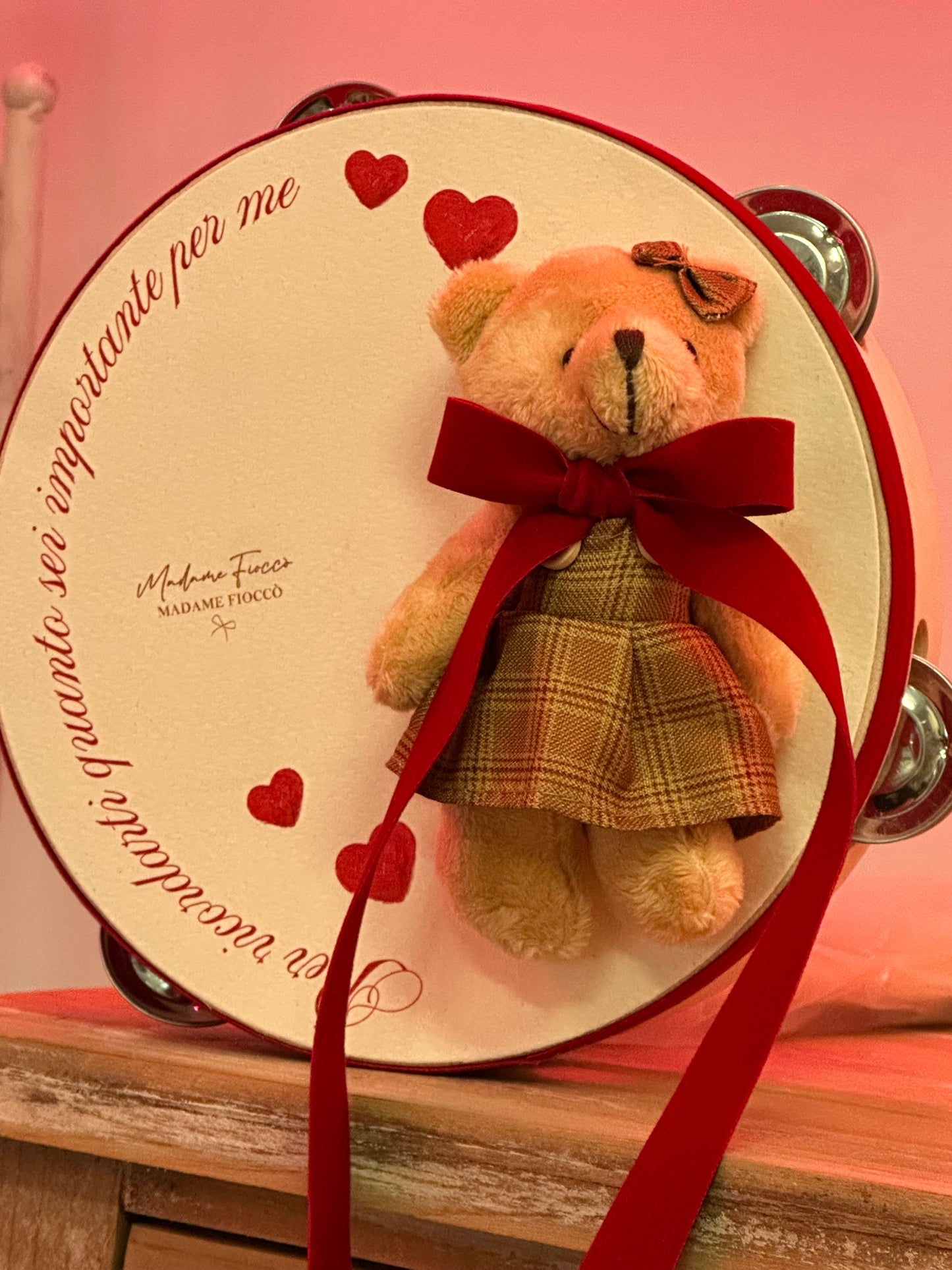 Tamburello Love Teddy 18cm| Madame Fioccò