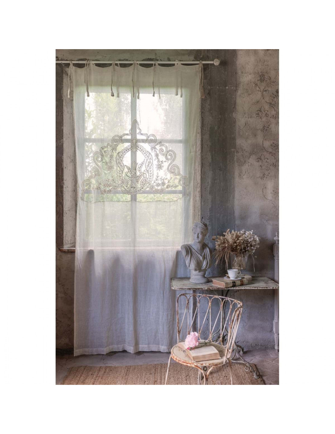 Tenda in lino bianco