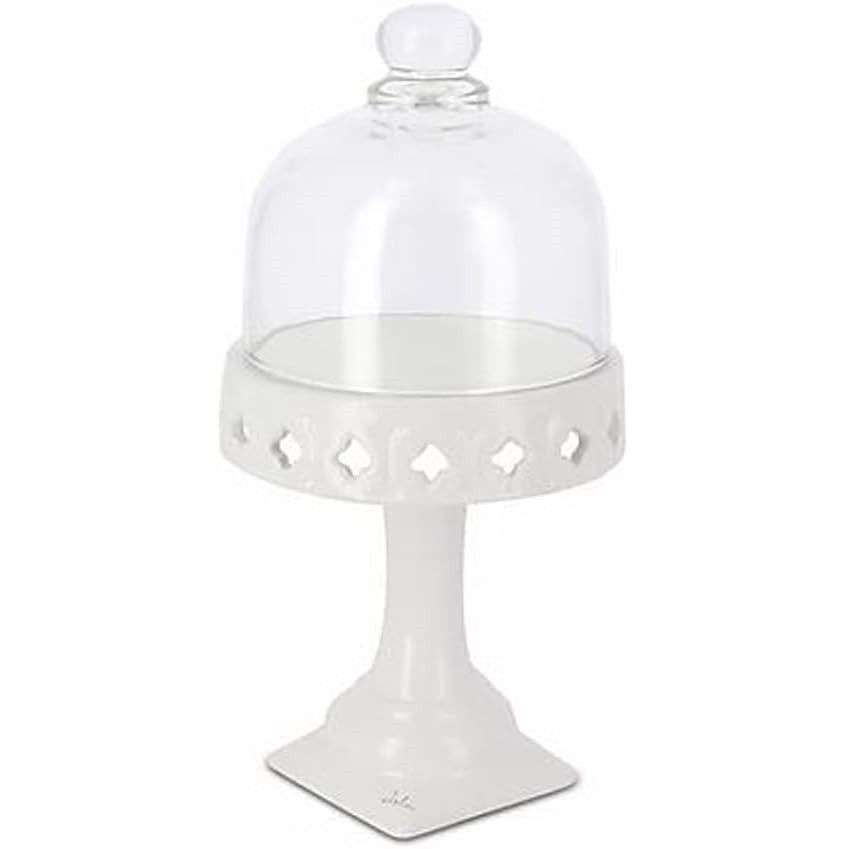 Alzatina bianca con poerchio in vetro