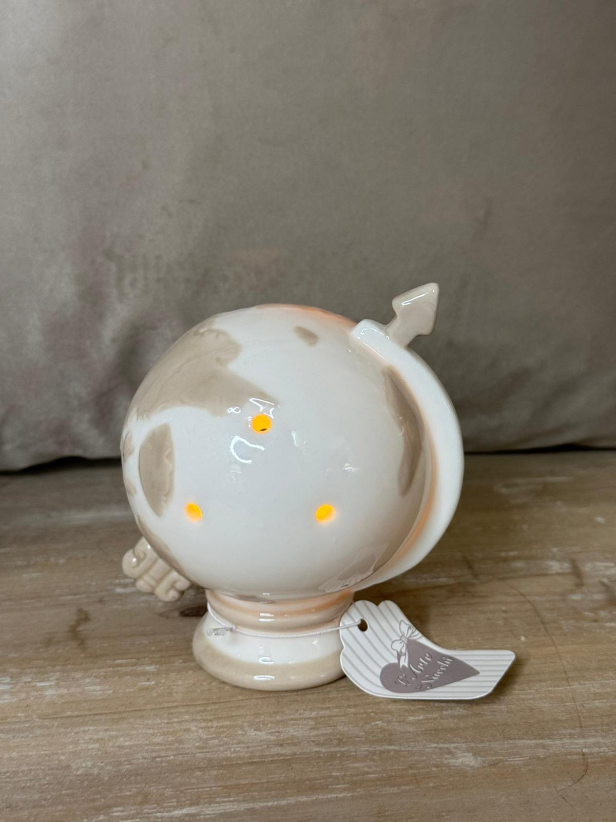 Mappamondo bianco e beige con led