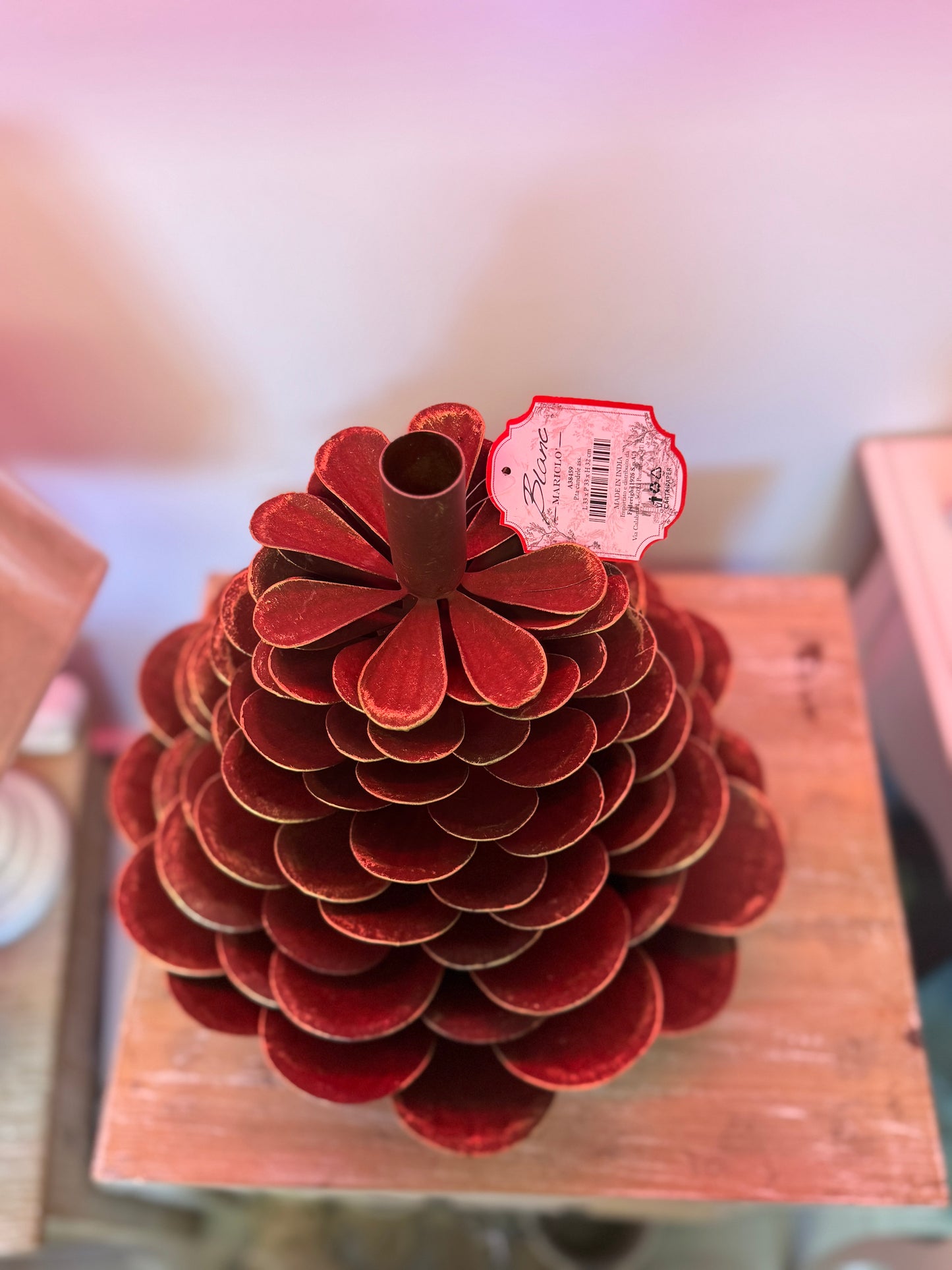 Pigna portacandela verde-rossa