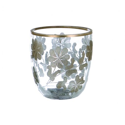 Vaso trasparente con fiori dorati| Blanc Mariclò