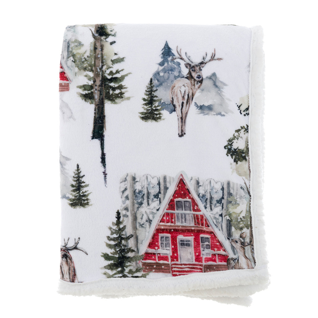 Plaid bianco con fantasia natalizia