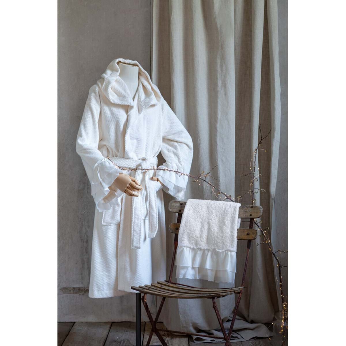 Accappatoio bianco con doppia gala| BLANC MARICLO'