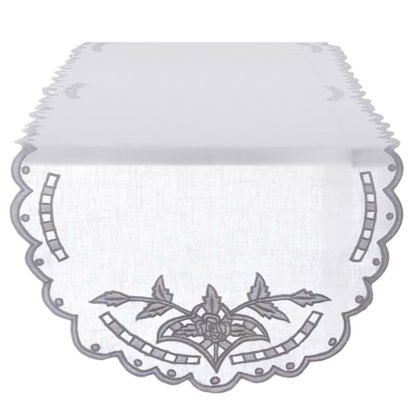 Runner ricamato bianco