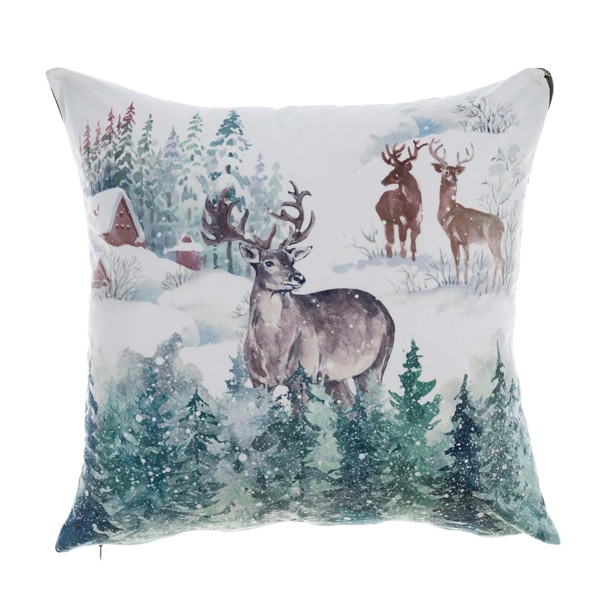 Cuscino bianco con stampa natalizia