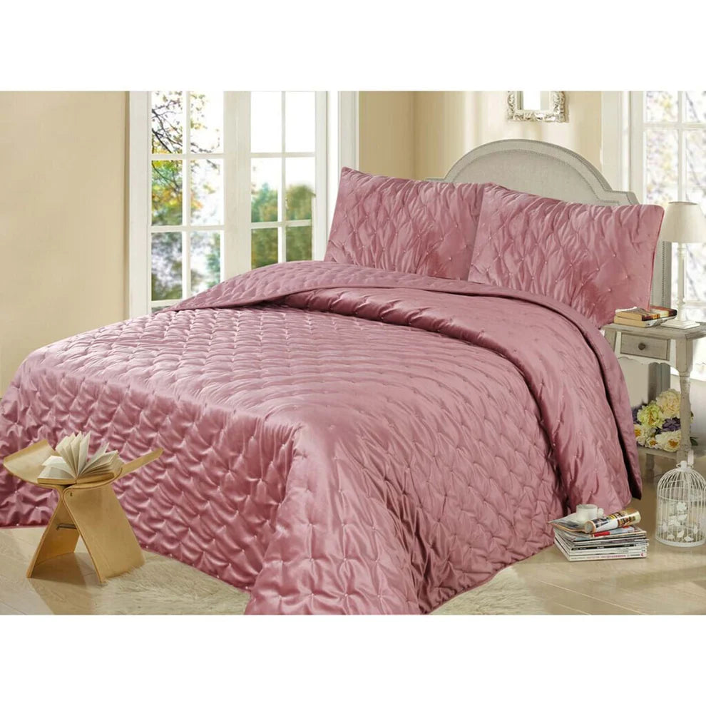 Trapunta rosa singola in velluto