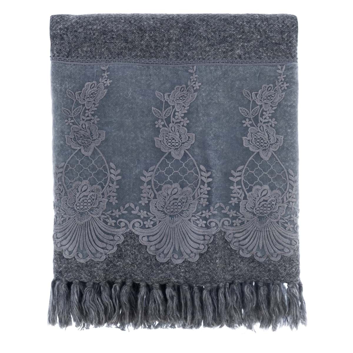 COPRITUTTO CON PIZZO- plaid grigio