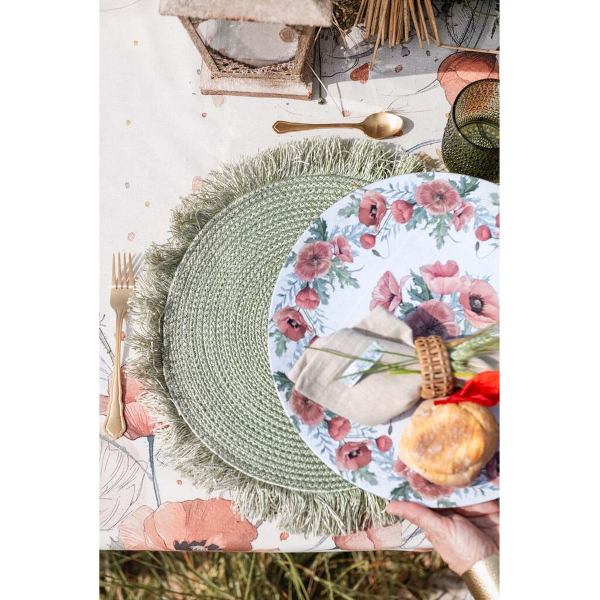 Sotto piatto decorato bianco con fiori