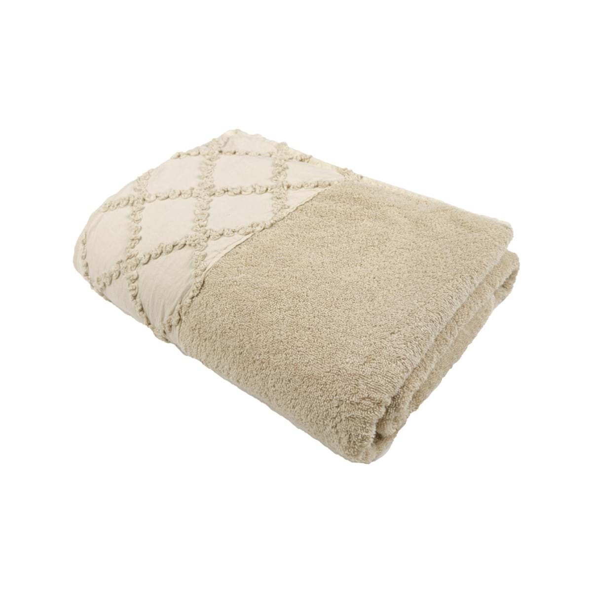 Telo bagno con balza panna-sabbia