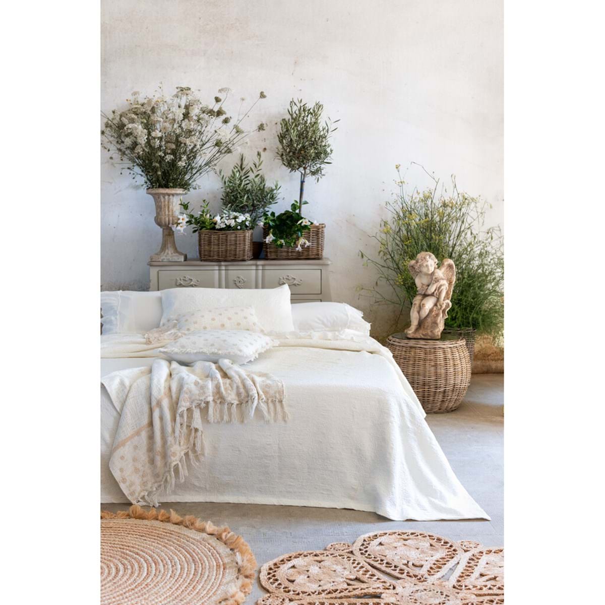 Cuscino beige con pizzo 45x45-30x50cm| Blanc Mariclò
