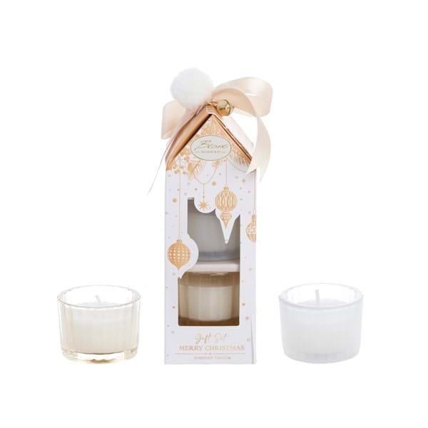 Set due candele natalizie con confezione
