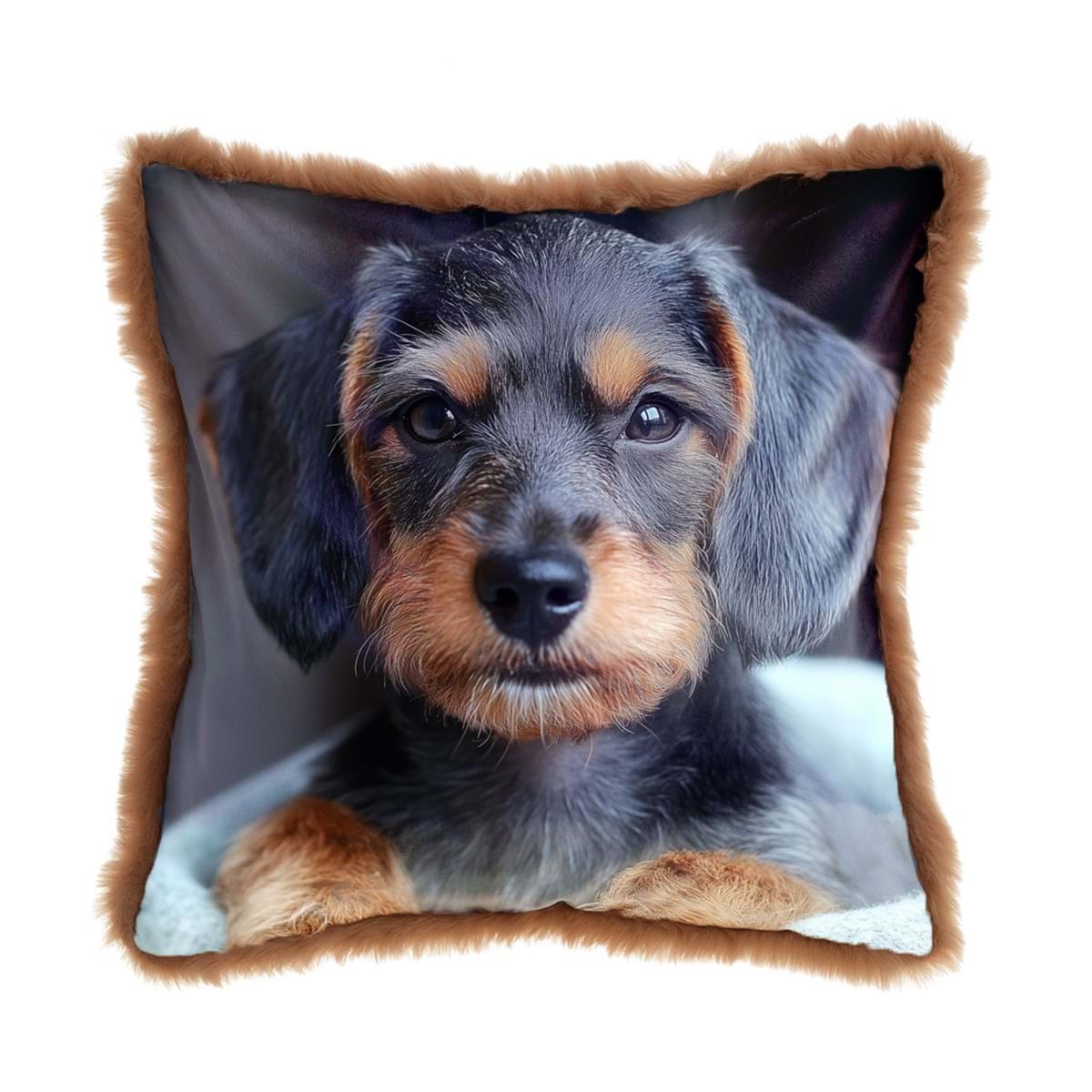 Cuscino con figura di cagnolino in eco pelliccia 45x45 | Blanc Mariclò