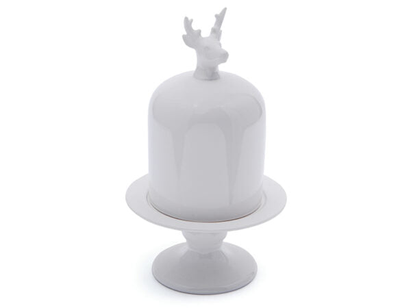 Alzatina in ceramica bianca con renna