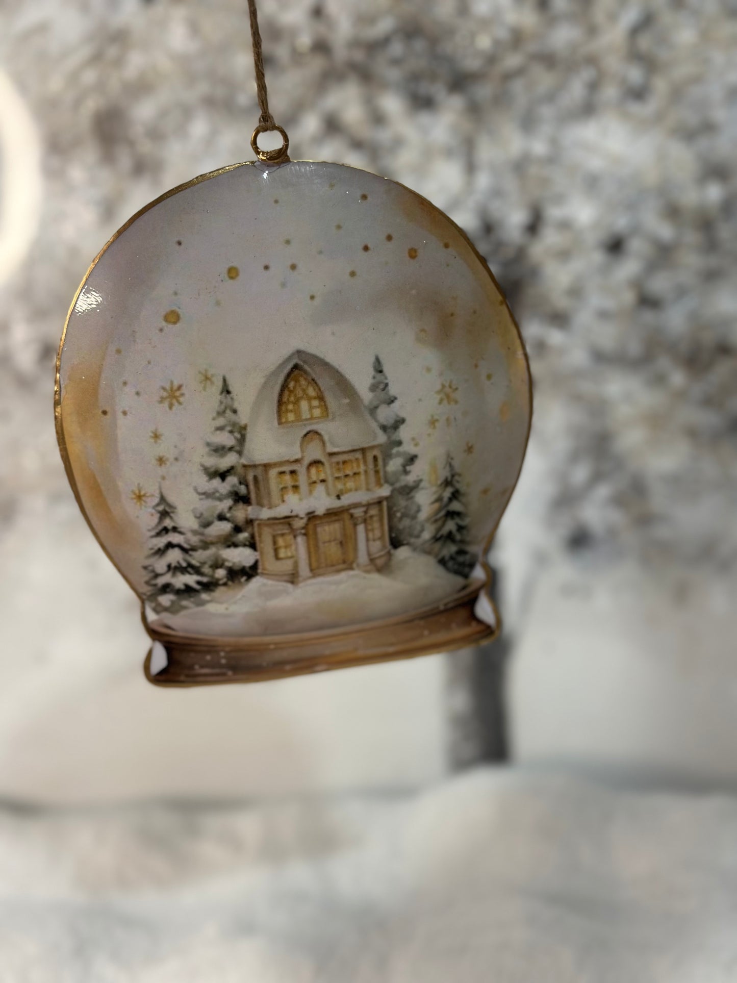 Decoro di Natale in latta beige 13x16cm| Blanc Mariclò