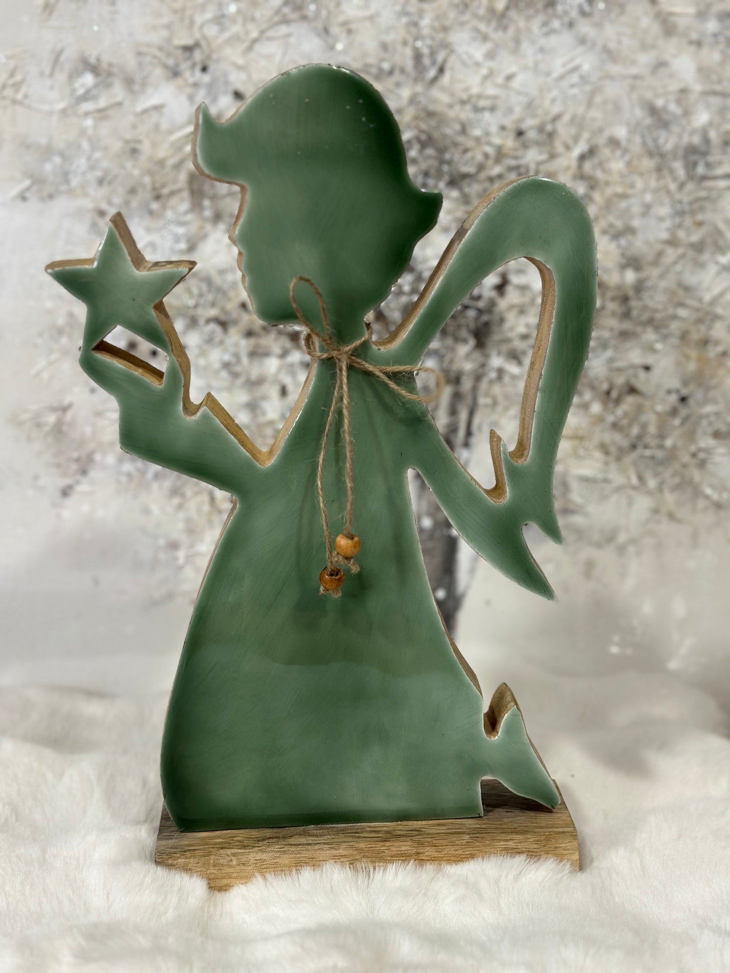 Decoro Angelo in ceramica verde