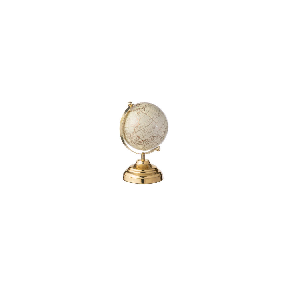 Mappamondo beige e oro in metallo 20,5hx13| L'Arte di Nacchi
