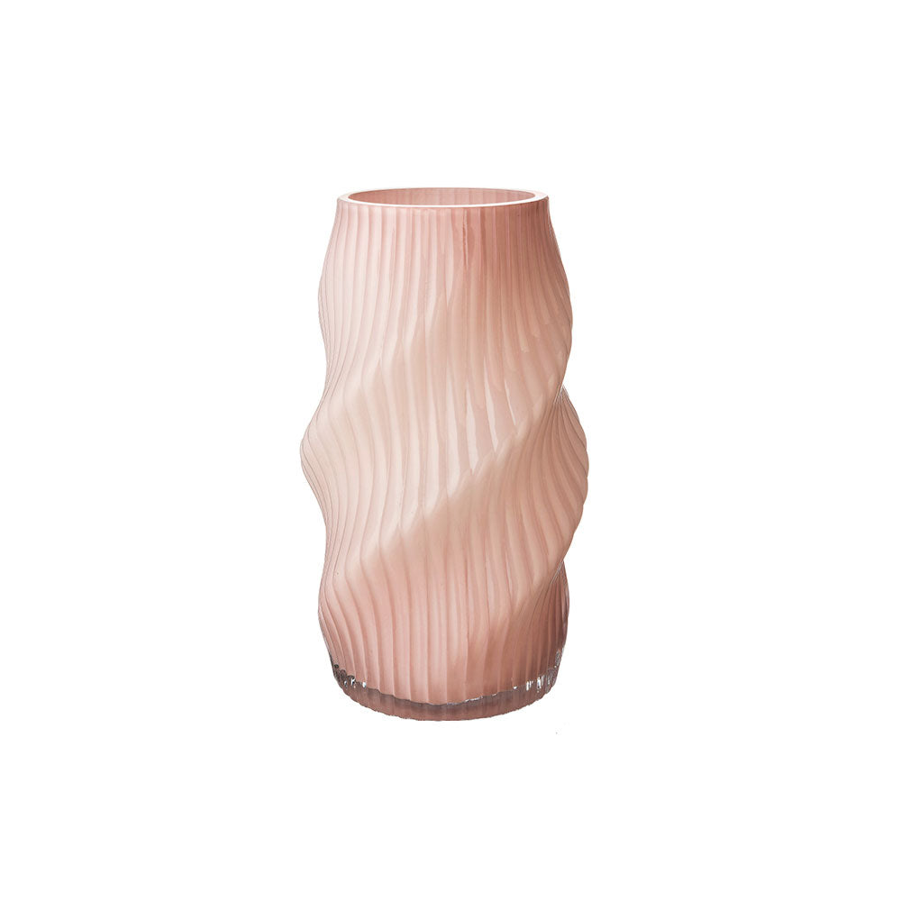 Vaso in vetro rosa rigato 29h| L'Arte di Nacchi