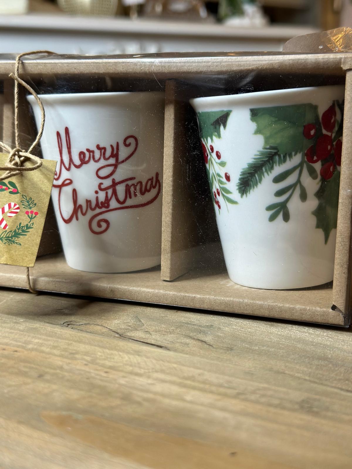 Set 3 bicchieri bianchi natalizi