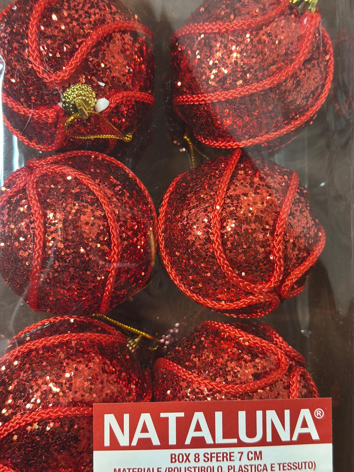Box 8 sfere di Natale rosse