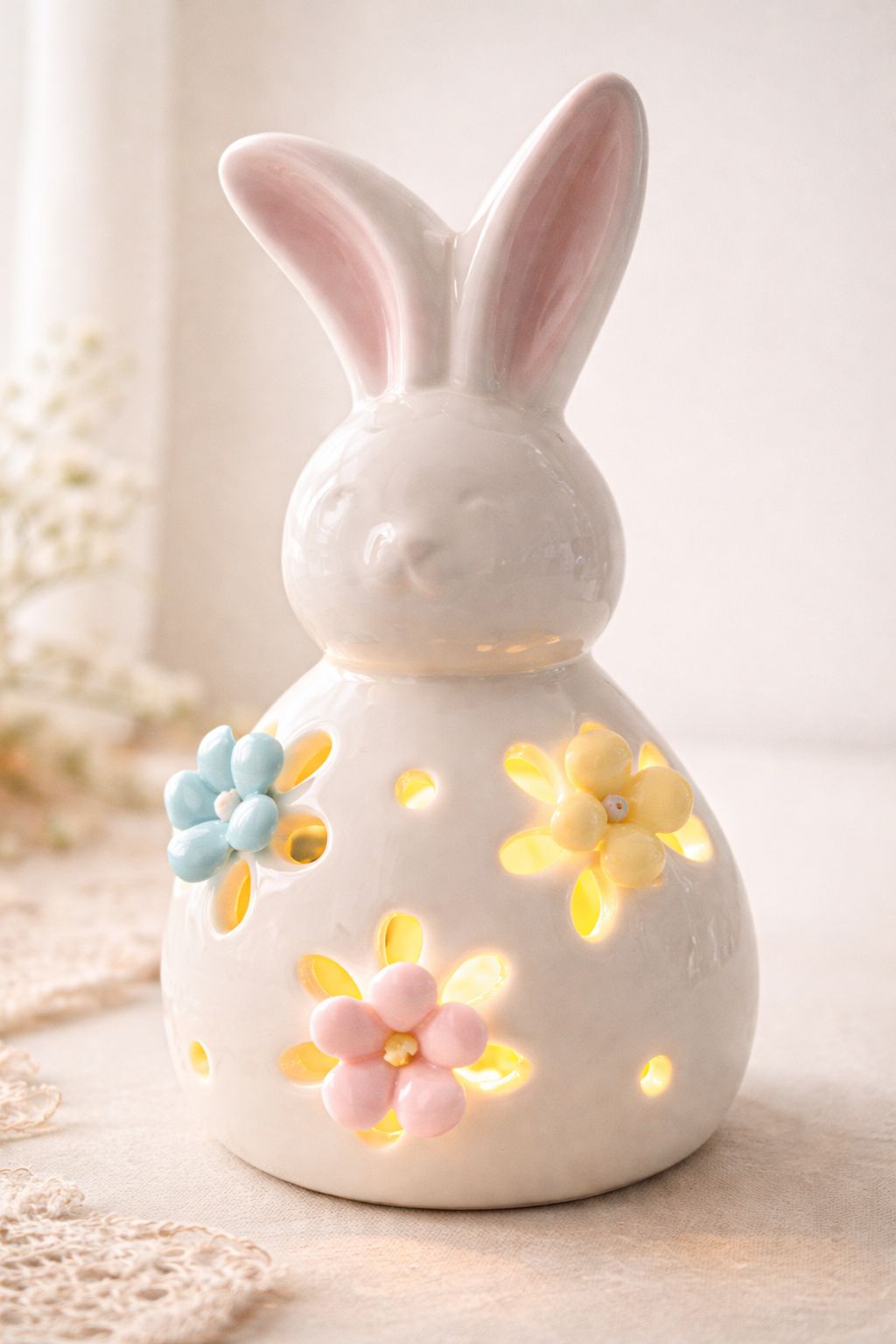 Coniglio led con fiori