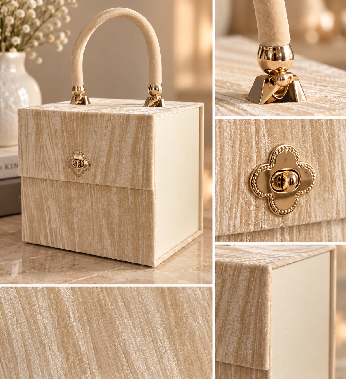 Scrigno beige quadrato - bauletto