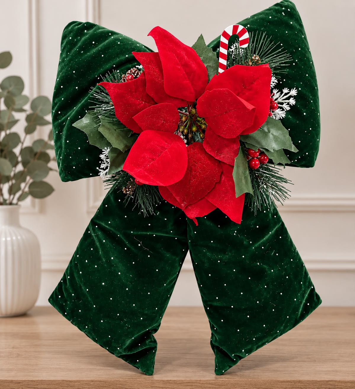 Fiocco decorato verde con brillantini