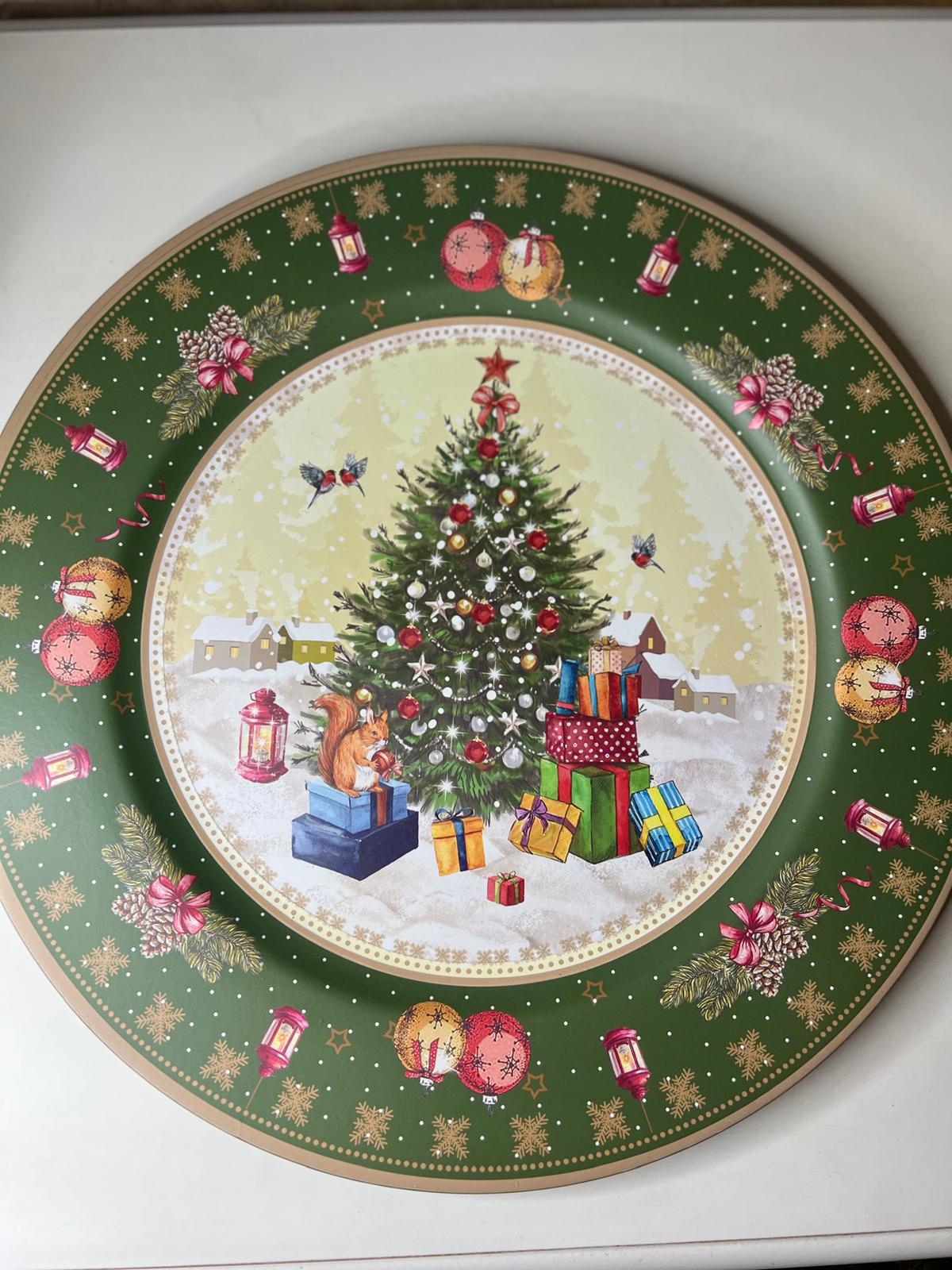 Sottopiatto verde con albero di natale 40cm| Plathea
