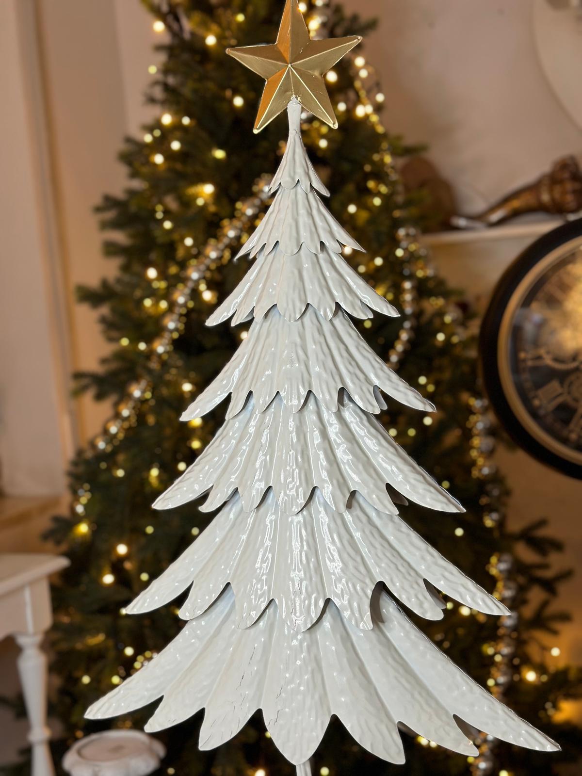 Albero in latta bianco con stella oro