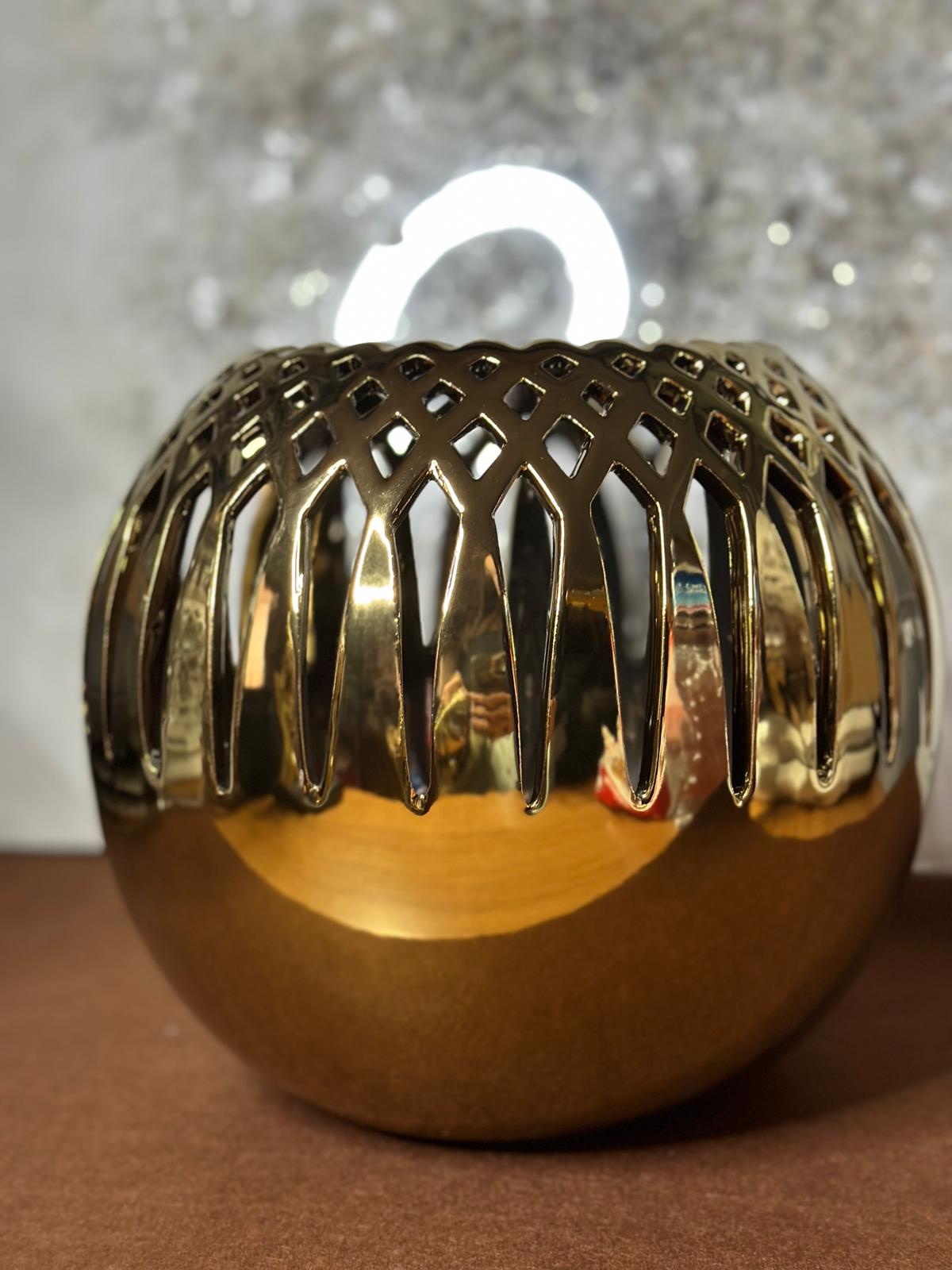 Vaso rotondo traforato oro