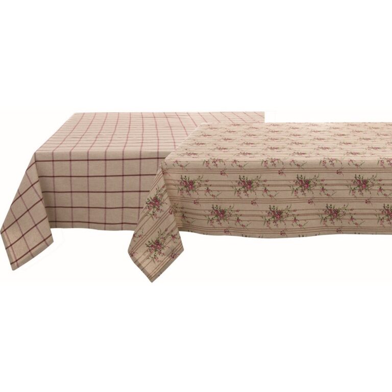 Tovaglia beige con fantasia 6 posti 140x179h| Blanc Mariclò