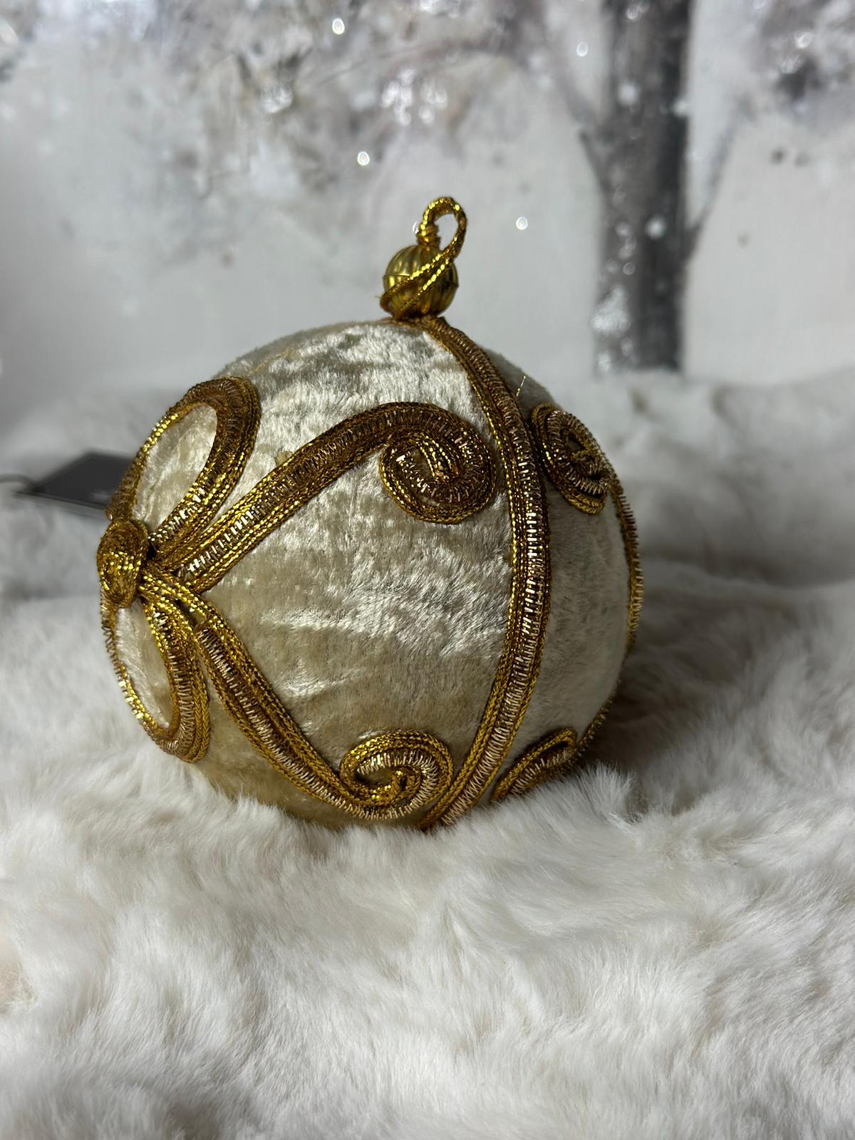 Sfere decorative oro in velluto per albero