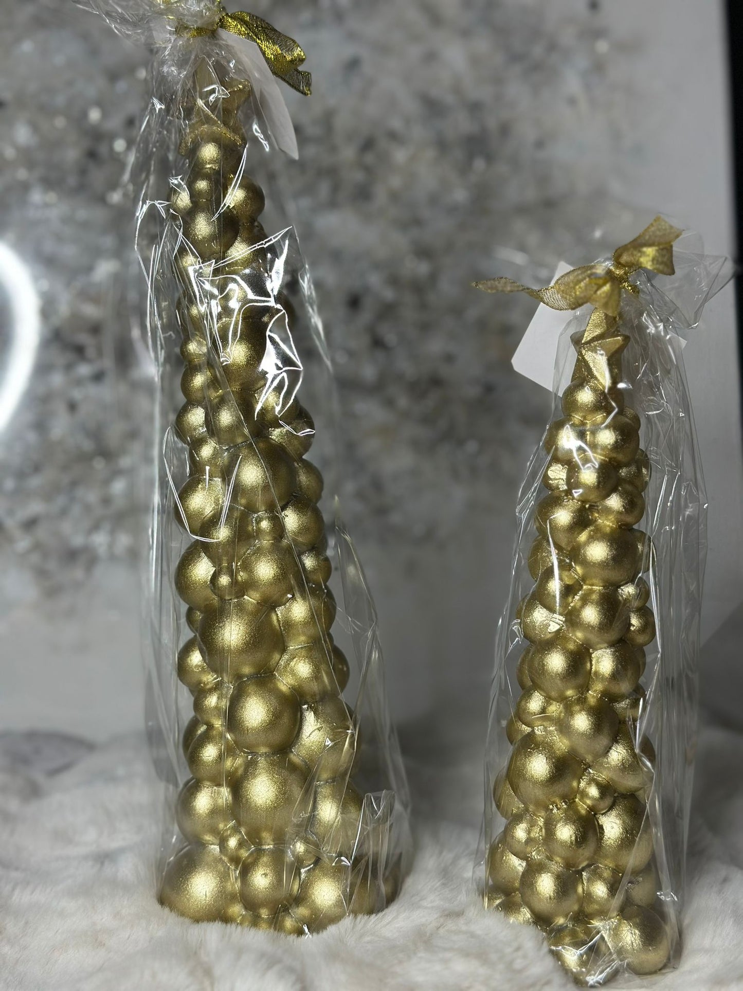 Candela natalizia oro a forma di albero