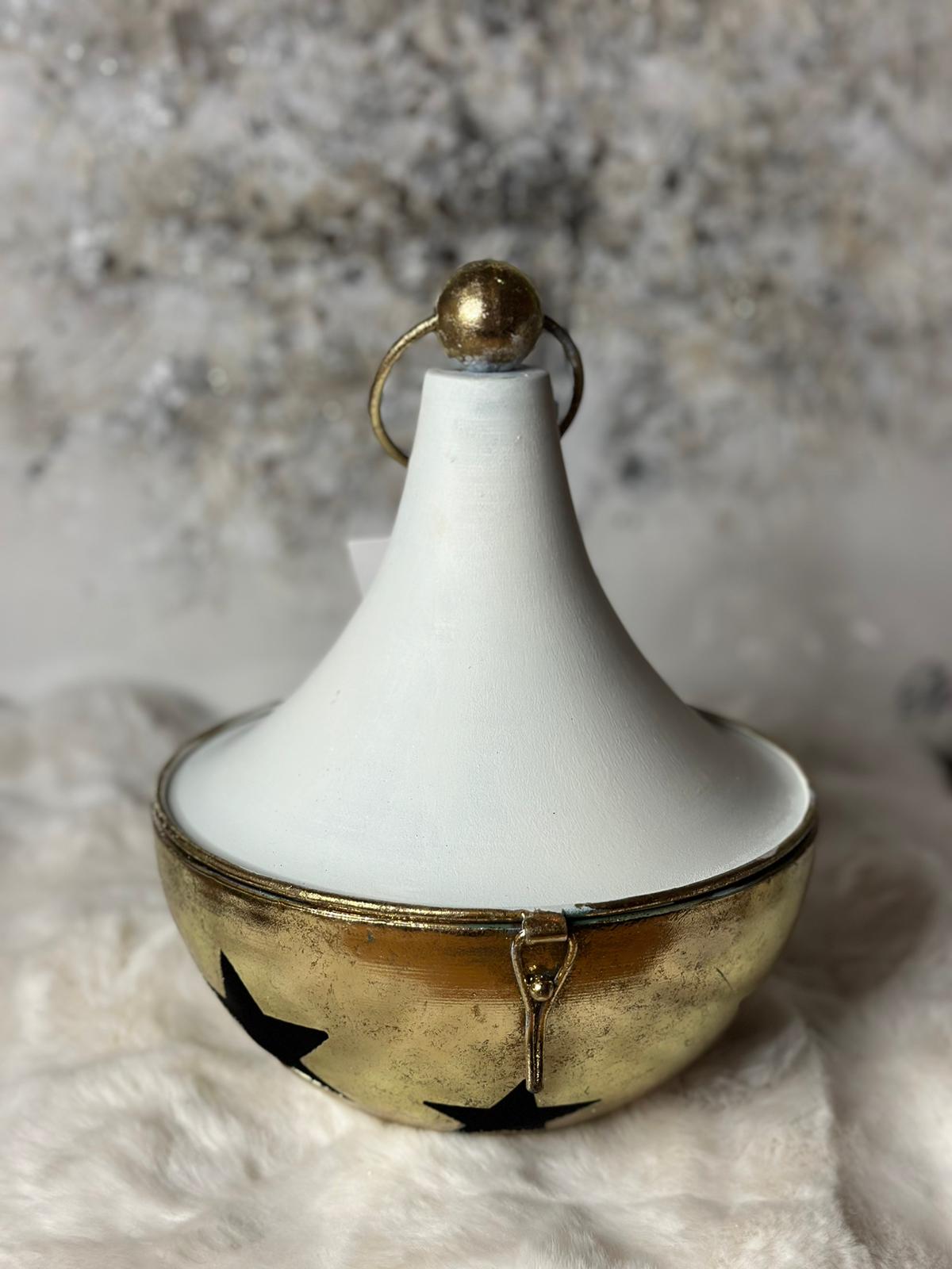 Campana natalizia in latta bianca e oro h23-19| Plathea