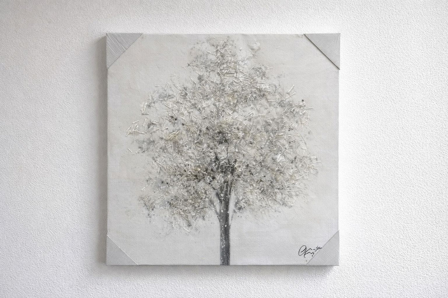 Quadro tela albero bianco e argento| L'Arte di Nacchi