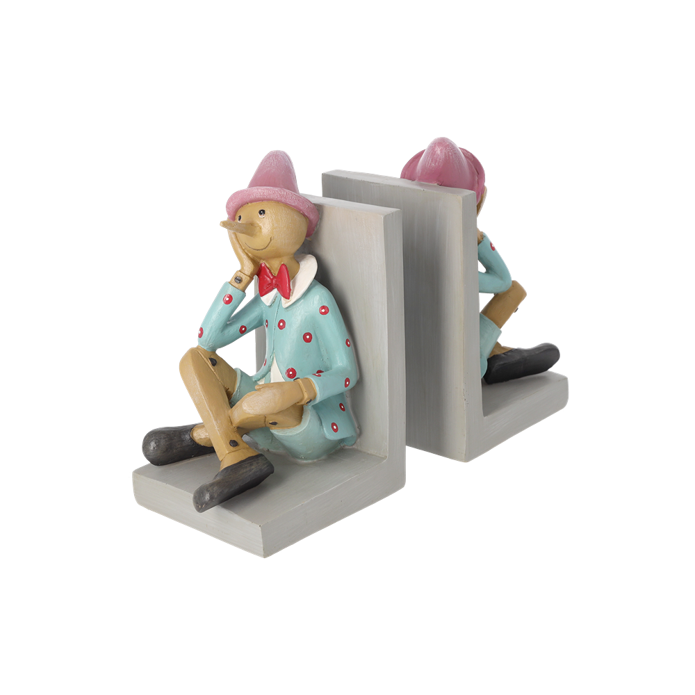 Coppia fermalibri pinocchio in resina