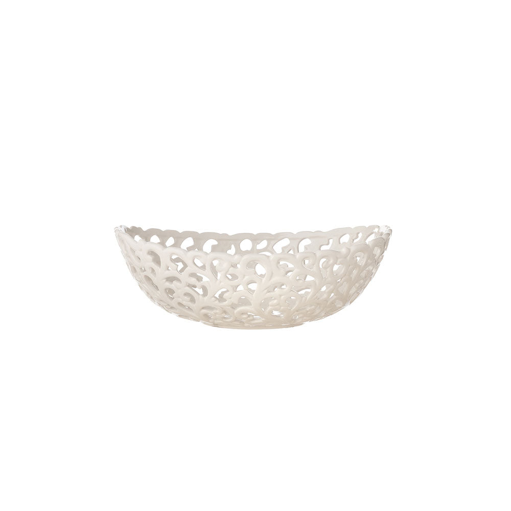 Centro tavola bianco in ceramica traforata 24x12h| L'Arte di Nacchi