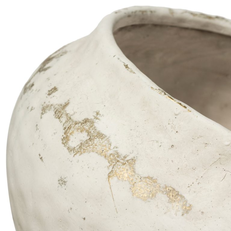 Cachepot in resina bianco invecchiato oro- vaso