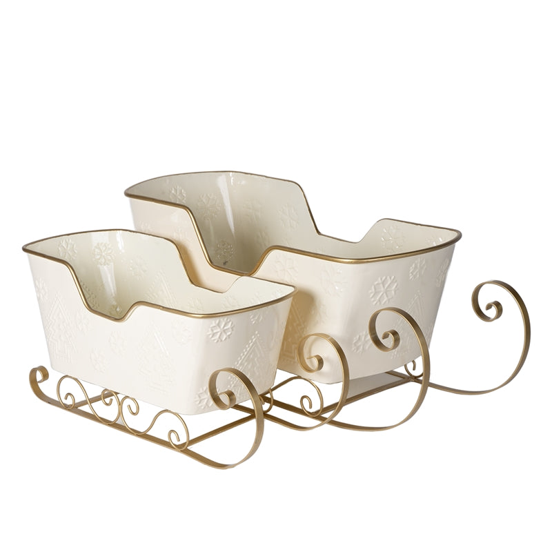 Slitte bianche e oro in metallo