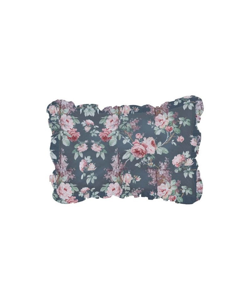Set 2 federe cuscino blu con fiori